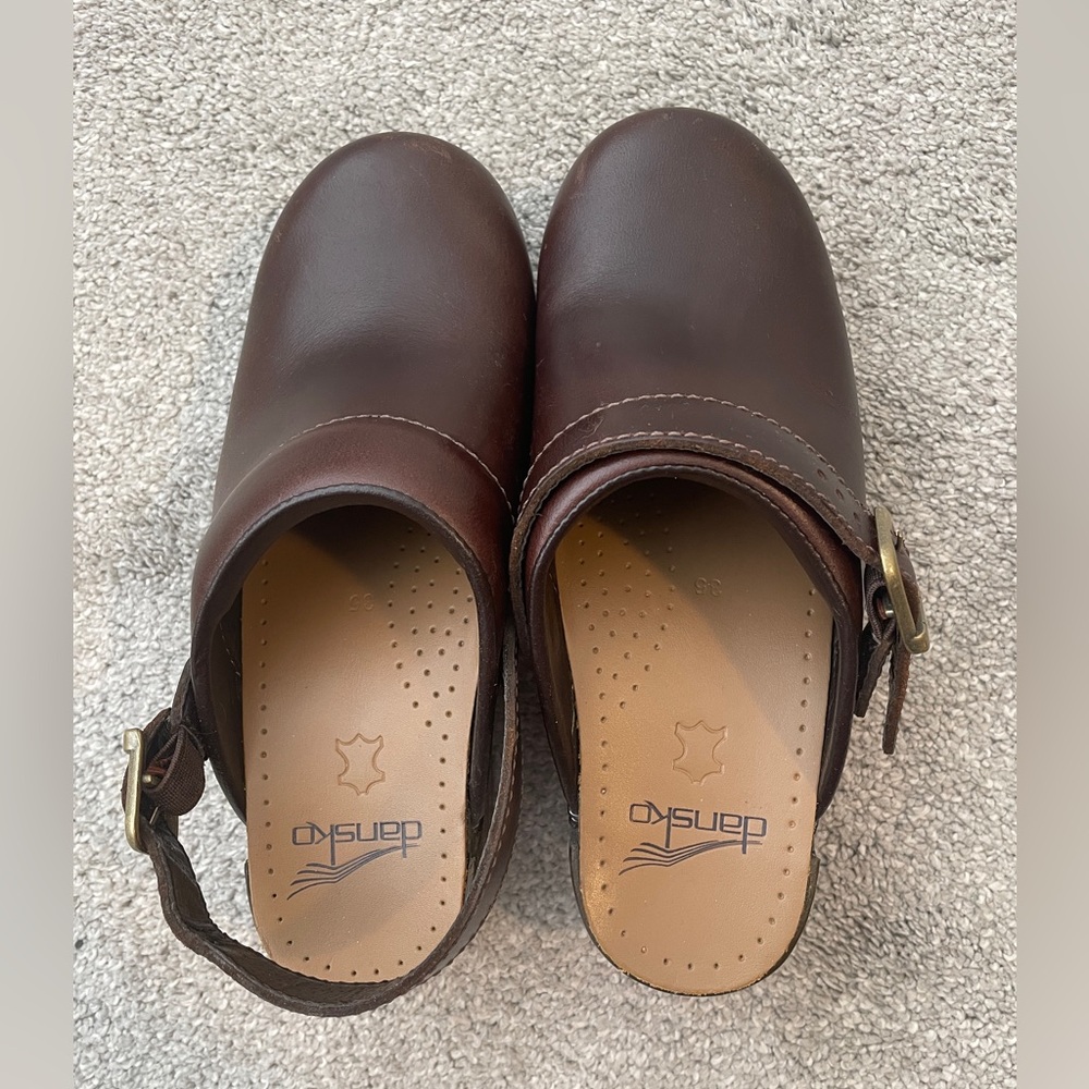 Dansko Dark Brown Leather Clogs with Buckle - Picture 5 of 11
